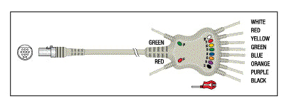 Patient Cable - 10 Lead Fixed Pinch    KKB010